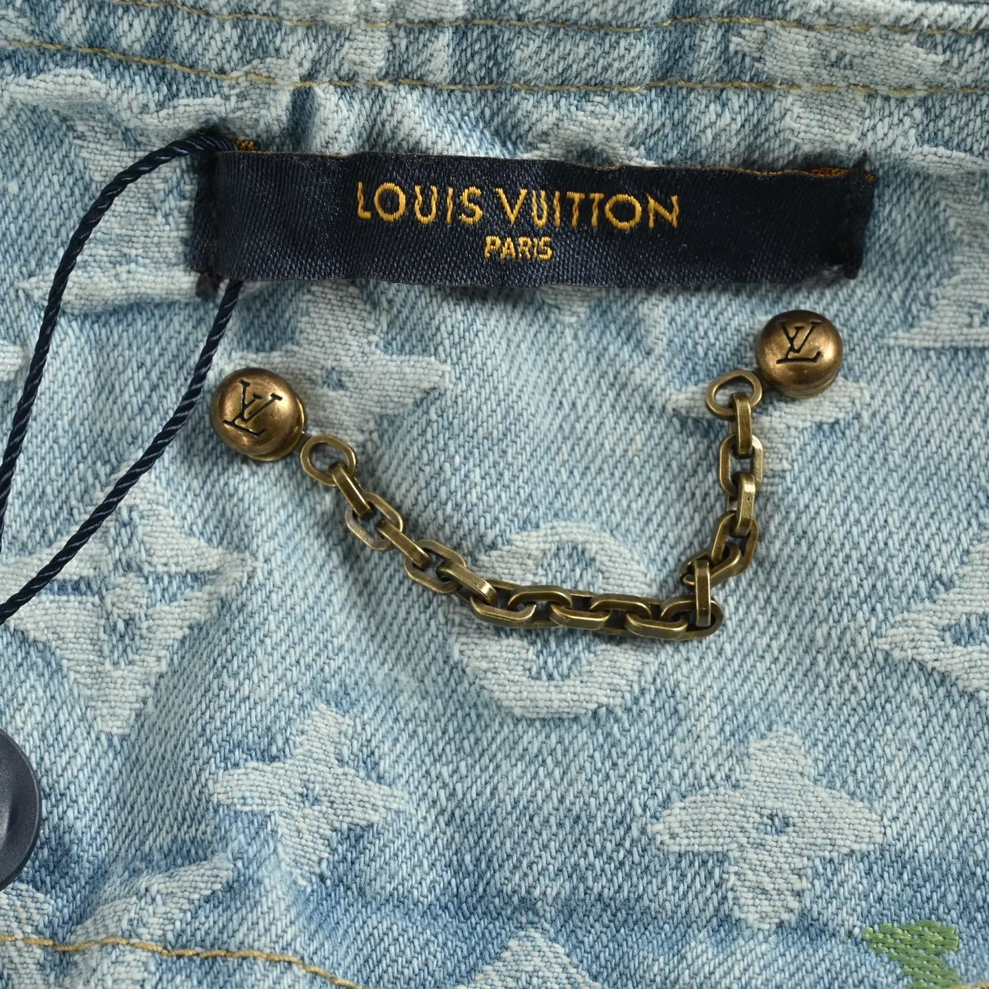 Louis Vuitton/Louis Vuitton 25Fw old flower jacquard embroidered zipper hooded denim jacket
